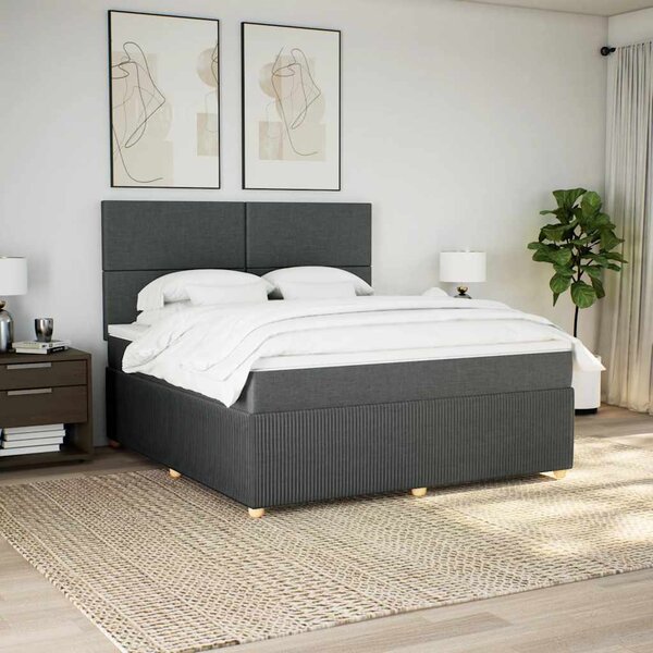 Box spring postel s matrací tmavě šedá 180x200 cm textil 3292129