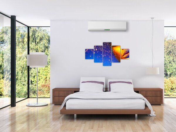 Obraz - Body art, zlato-modrá kombinace (125x70 cm)