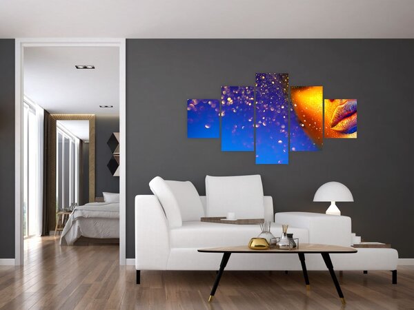 Obraz - Body art, zlato-modrá kombinace (125x70 cm)