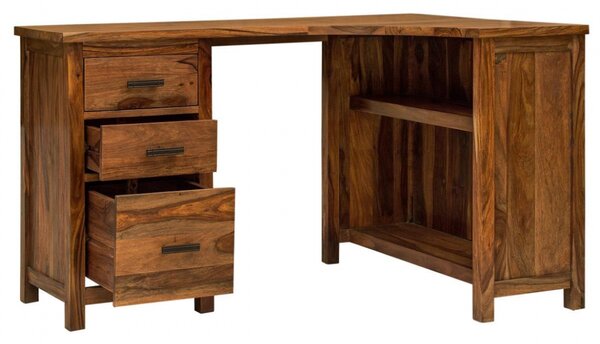 Psací stůl rohový Rami 130x76x85 z indického masivu palisandr