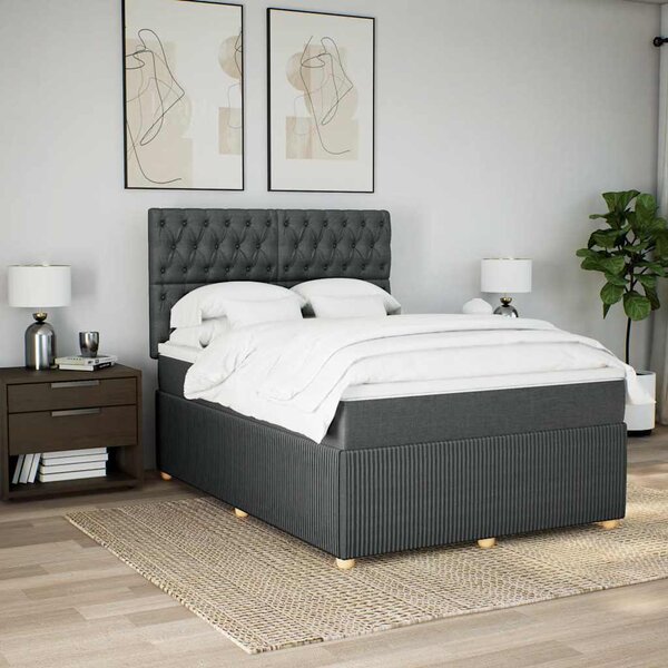 Box spring postel s matrací tmavě šedý 140 x 190 cm textil 3292059