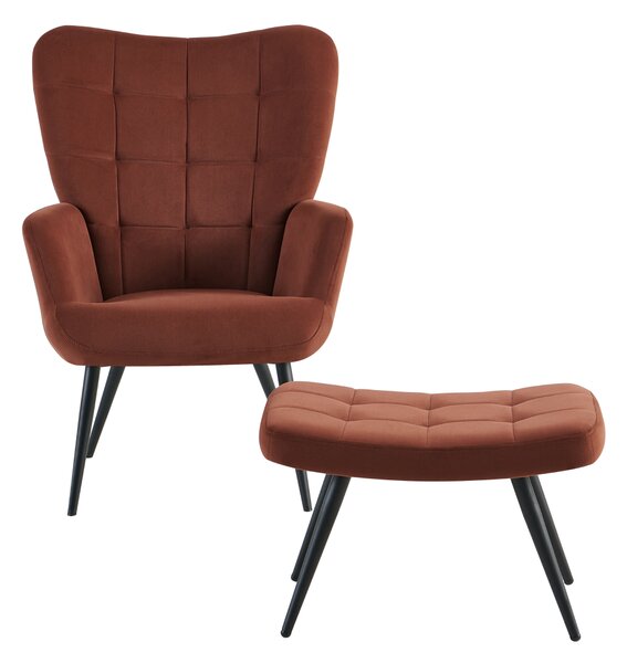 KONDELA Křeslo s podnoží, hnědá Velvet látka/černá, HABEN