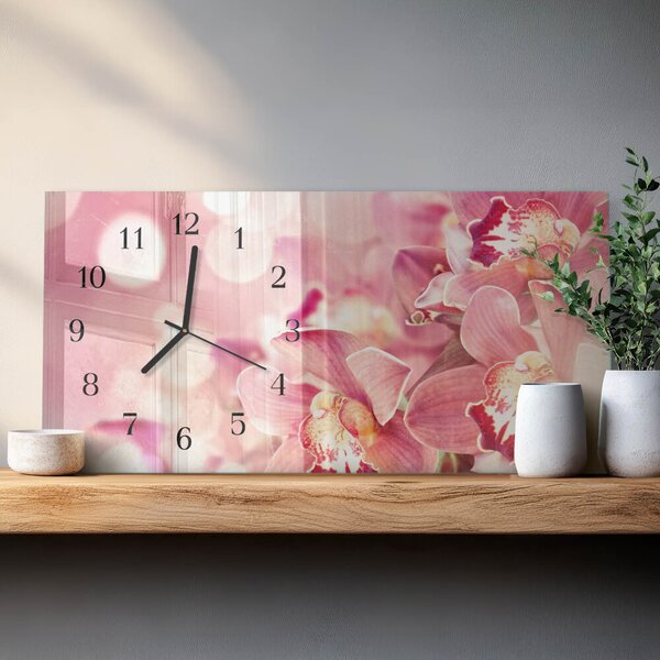 Skleněné hodiny horizontální Orchideje zsppc-60x30-00295365