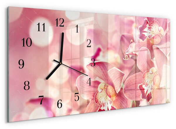 Skleněné hodiny horizontální Orchideje zsppc-60x30-00295365