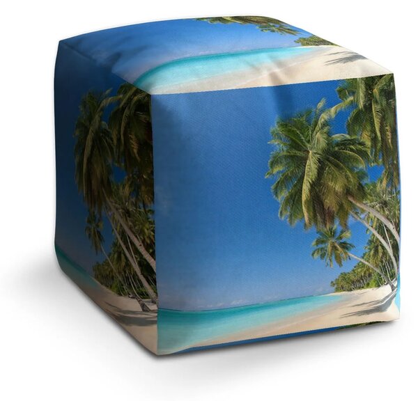 Sablio Taburet Cube Palmová pláž - 40x40x40 cm