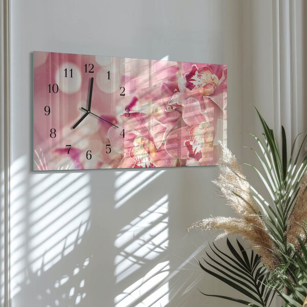Skleněné hodiny horizontální Orchideje zsppc-60x30-00295365