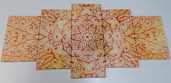 5-dílný obraz zlatá etnická Mandala