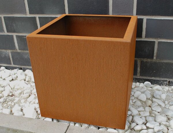 Květináč BLOCK, corten, 40x40x40 cm, hnědý