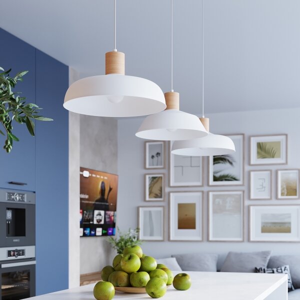Sollux SL.1323 - Lustr na lanku INDY 1xE27/15W/230V pr. 38 cm bílá