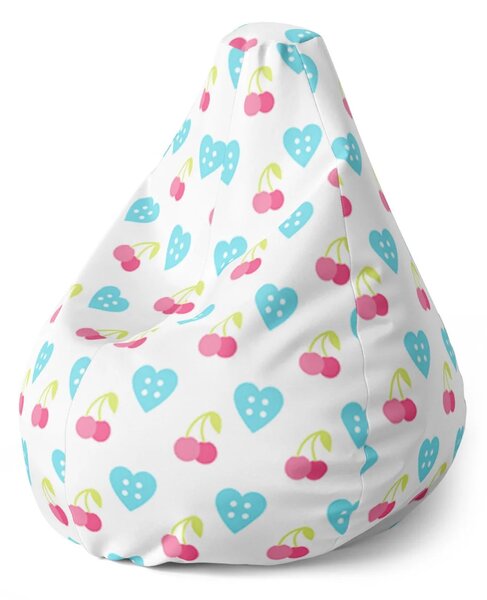 Sablio Sedací vak Pear Třešně a srdce - 70 x 95 x 15 cm