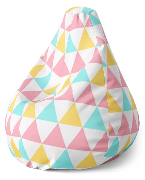Sablio Sedací vak Pear Tříbarevné trojúhelníky - 70 x 95 x 15 cm