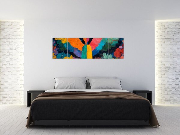 Obraz - Abstraktní anděl s květinami (170x50 cm)
