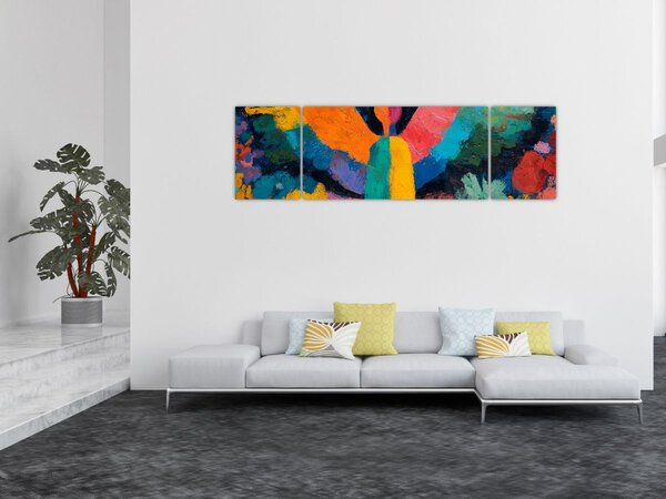 Obraz - Abstraktní anděl s květinami (170x50 cm)