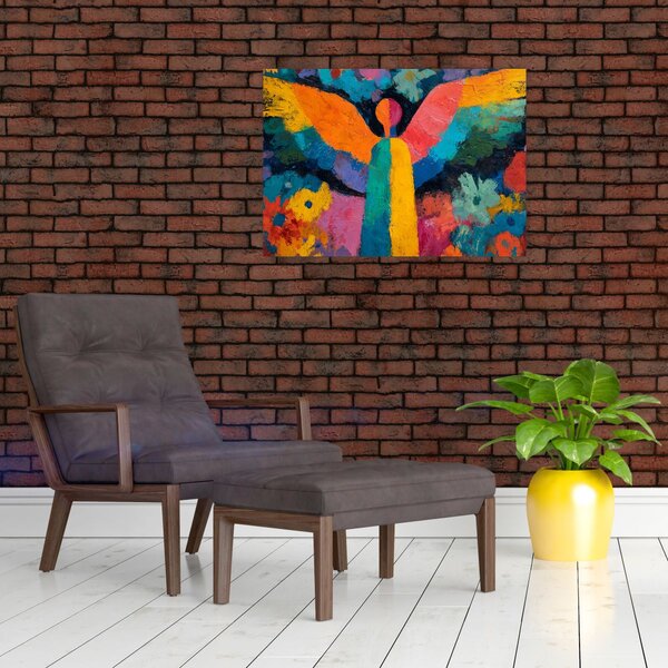 Obraz - Abstraktní anděl s květinami (70x50 cm)