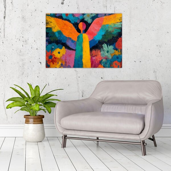 Obraz - Abstraktní anděl s květinami (70x50 cm)