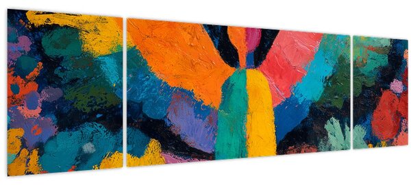 Obraz - Abstraktní anděl s květinami (170x50 cm)