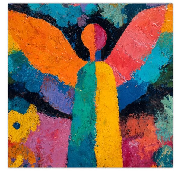 Obraz - Abstraktní anděl s květinami (30x30 cm)
