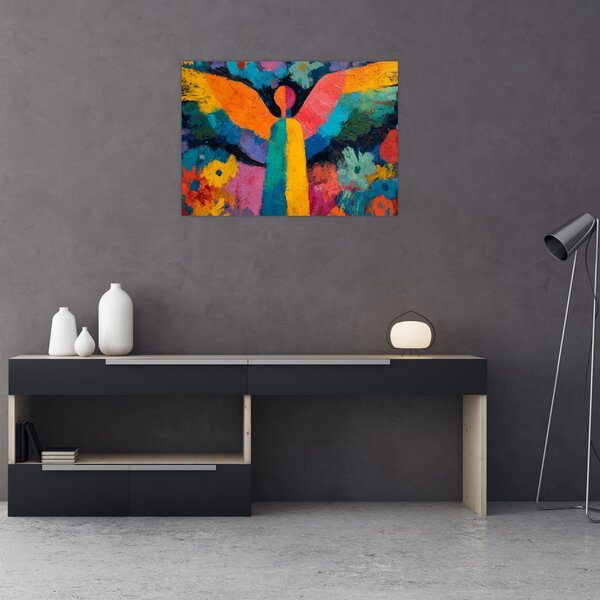 Obraz - Abstraktní anděl s květinami (70x50 cm)