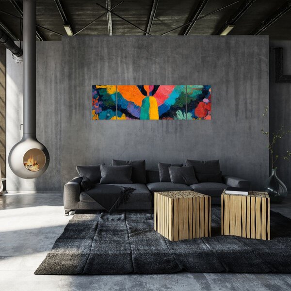 Obraz - Abstraktní anděl s květinami (170x50 cm)
