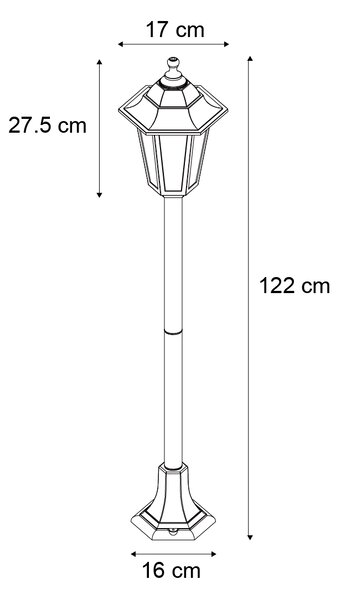 Klasické venkovní sloupkové svítidlo černé 122 cm IP44 - New Haven Hammered