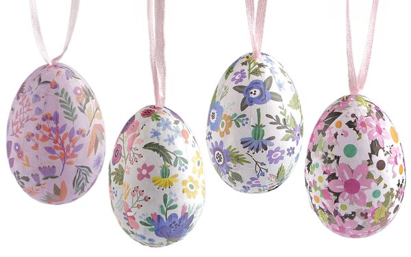 Velikonoční vajíčka k zavěšení - mix – 6 ks, Ø 3,7 cm × 5,5 cm