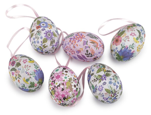 Velikonoční vajíčka k zavěšení - mix – 6 ks, Ø 3,7 cm × 5,5 cm
