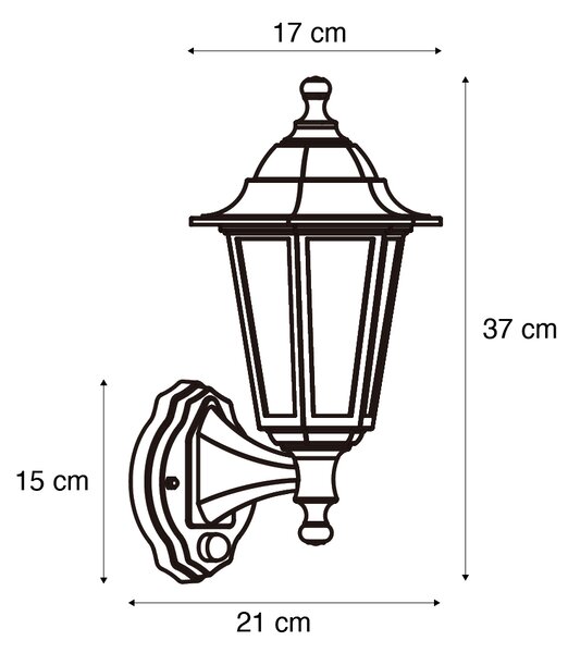 Venkovní nástěnné svítidlo černé s pohybovým senzorem IP44 - New Haven Hammered
