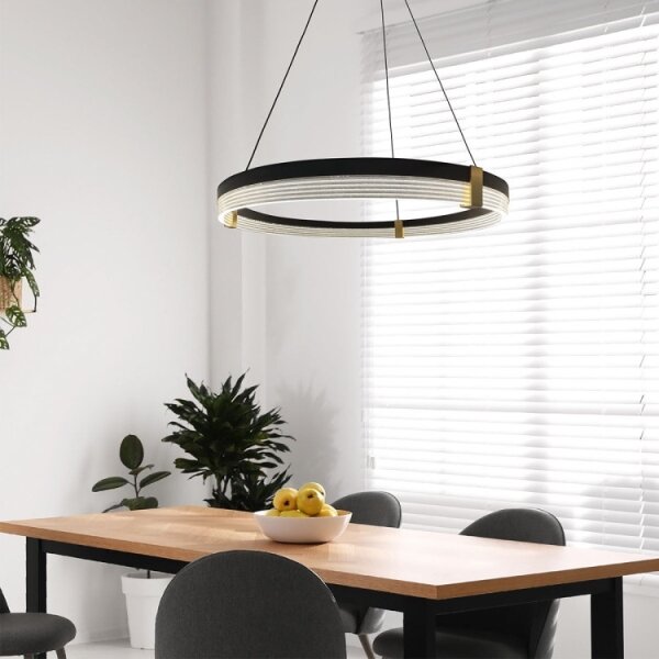 LED Lustr na lanku TRIANGLE LED/40W/230V 3000/4000/6000K pr. 60 cm černá