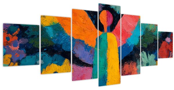 Obraz - Abstraktní anděl s květinami (210x100 cm)