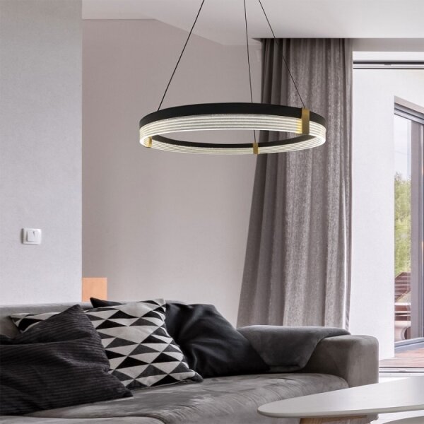 LED Lustr na lanku TRIANGLE LED/40W/230V 3000/4000/6000K pr. 60 cm černá