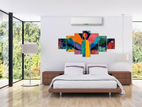 Obraz - Abstraktní anděl s květinami (210x100 cm)