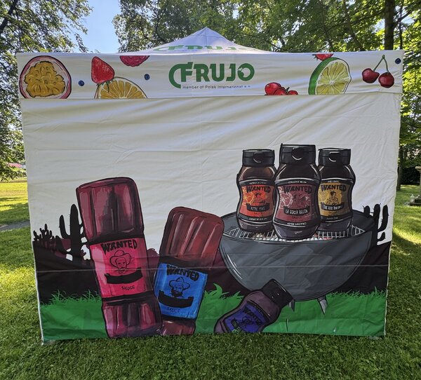 TENTino SET - Nůžkový párty stan 3x9 m s jednostranným potiskem Typ konstrukce: BIG HEXAGON, Rozsah potisku: pouze střecha, Plachtovina - gramáž: polyester 230 g/m2