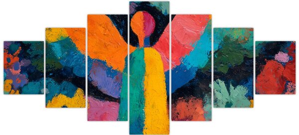 Obraz - Abstraktní anděl s květinami (210x100 cm)
