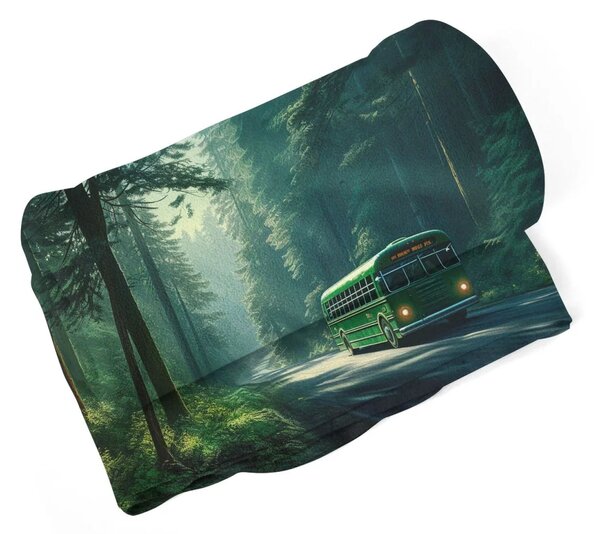 Sablio Deka Zelený autobus v lese - 150x120 cm