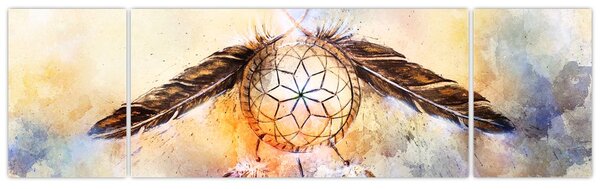 Obraz - Lapač snů s peříčky (170x50 cm)