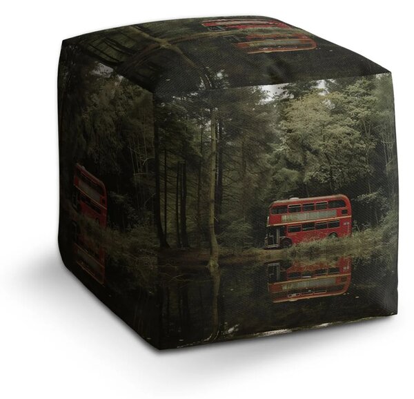 Sablio Taburet Cube Červený patrový autobus - 40x40x40 cm