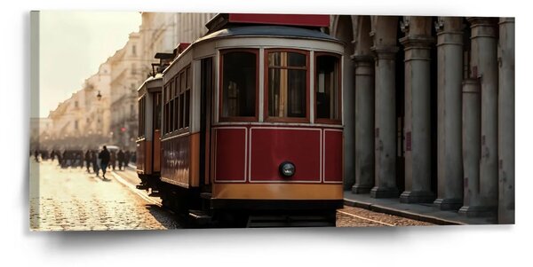Sablio Obraz Historická červená tramvaj - 110x50 cm