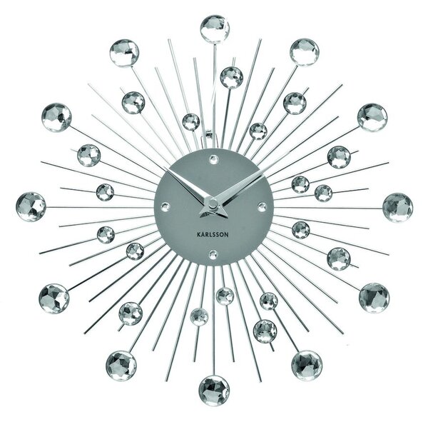 Nástěnné hodiny Sunburst 30 cm Karlsson (Barva - stříbrná)