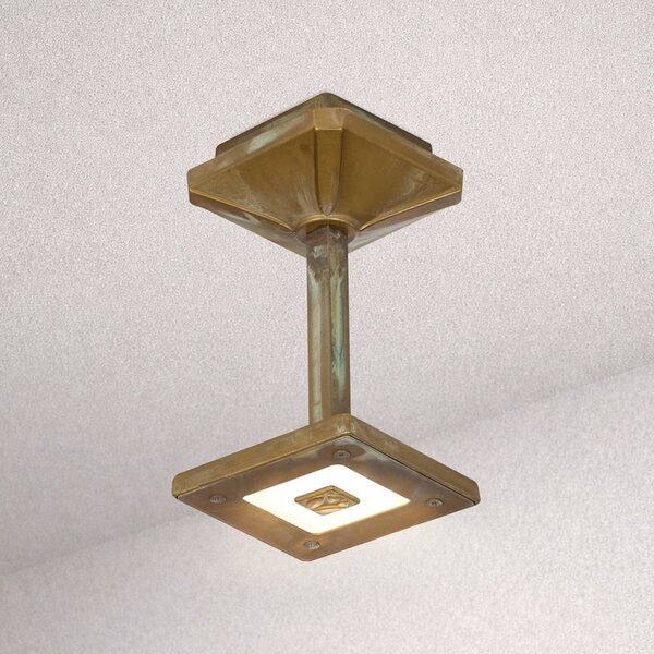 Moretti Luce Venkovní stropní svítidlo Aura Frame, výška 20 cm, antická mosaz, Bronz / starožitná mosaz, Mosaz, Venkovský / rustikální