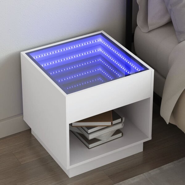 Noční stolek s Infinity LED bílý 50 x 50 x 50 cm 3284084