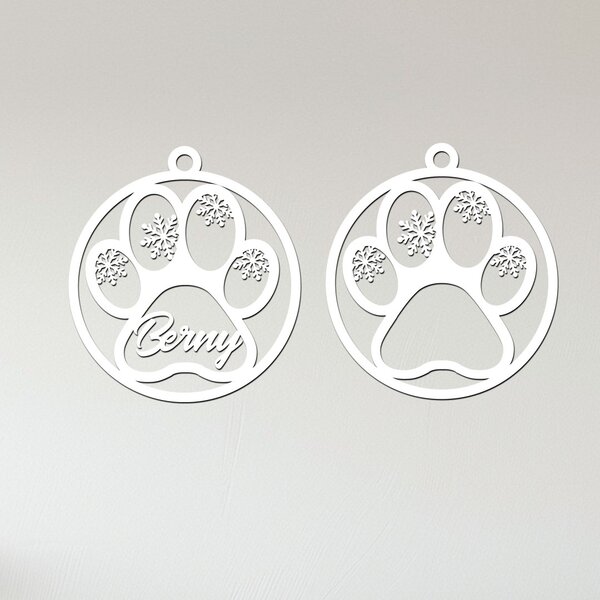 Sada 2 dřevěných vánočních tlapek na stromeček | Rozměry (cm): 7x8 | Zvolte barvu dekoru: Buk