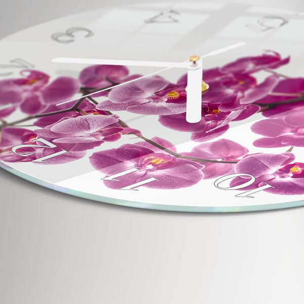Skleněné hodiny na stěnu Orchidej zsob-fi30-00085193