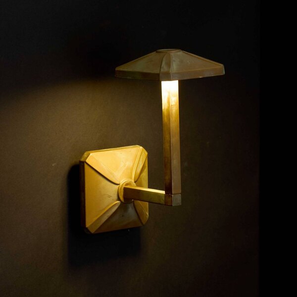 Moretti Luce Venkovní nástěnné svítidlo Aura Frame, výška 24 cm, antická mosaz, Bronz / starožitná mosaz, Mosaz, Venkovský / rustikální