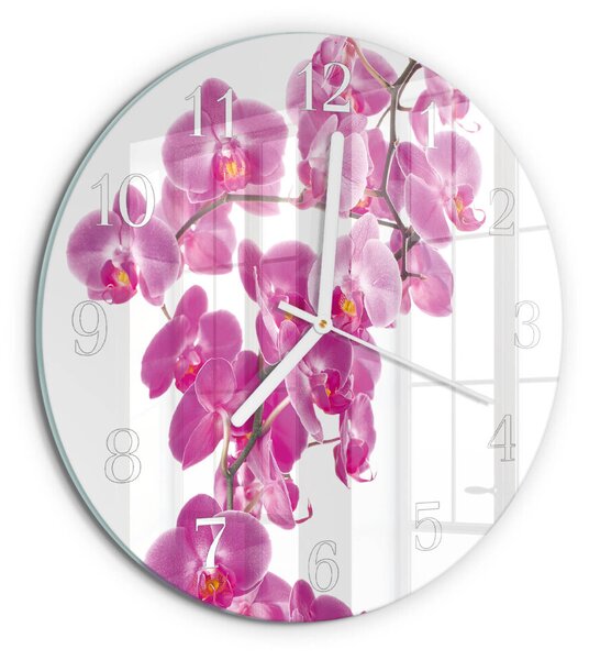 Skleněné hodiny na stěnu Orchidej zsob-fi30-00085193