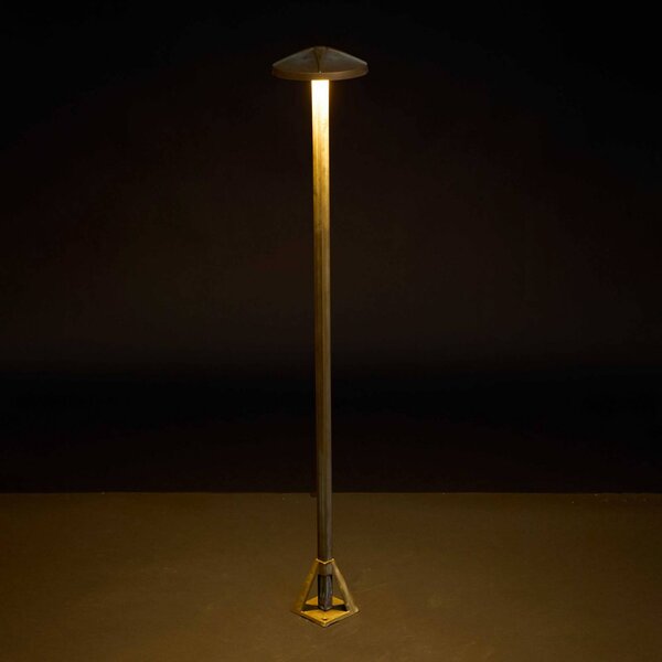 Moretti Luce LED osvětlení cesty Aura Disk, výška 80 cm, antická mosaz, IP65, Bronz / starožitná mosaz, Mosaz, Venkovský / rustikální