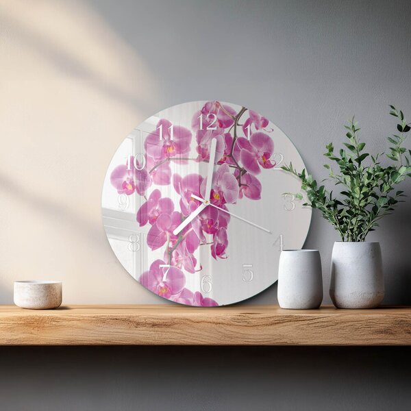Skleněné hodiny na stěnu Orchidej zsob-fi30-00085193