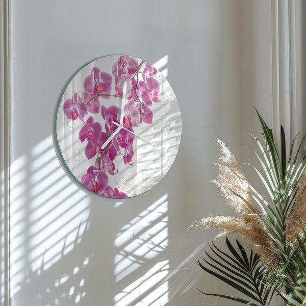 Skleněné hodiny na stěnu Orchidej zsob-fi30-00085193