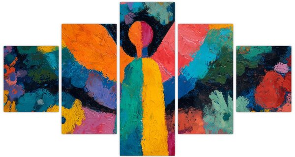 Obraz - Abstraktní anděl s květinami (125x70 cm)