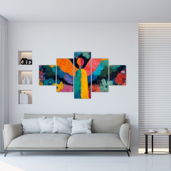 Obraz - Abstraktní anděl s květinami (125x70 cm)