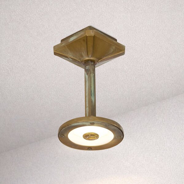 Moretti Luce Venkovní stropní svítidlo Aura Disk, výška 20 cm, antická mosaz, Bronz / starožitná mosaz, Mosaz, Venkovský / rustikální